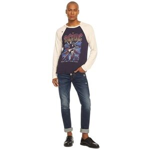 NWT AC/DC Blow Up Your Video Graphic Raglan Distressed Vintage T-Shirt Small